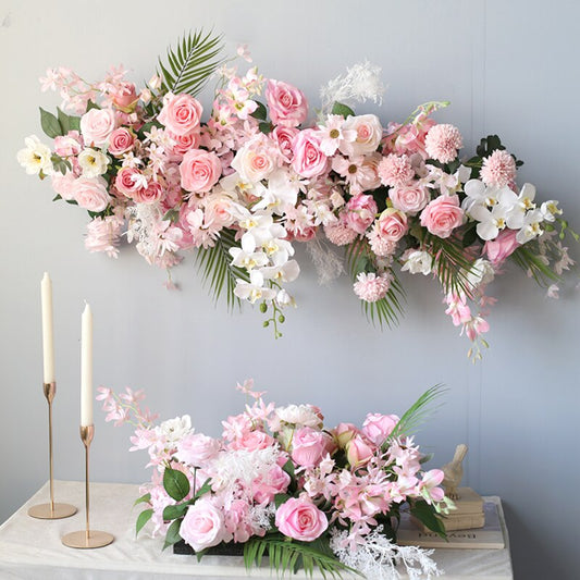 Customize Artificial Flower Arrangement Pink Orchid Flower Row Wedding Arch Backdrop Decor Wall Window Party Event Stage Layout #1057