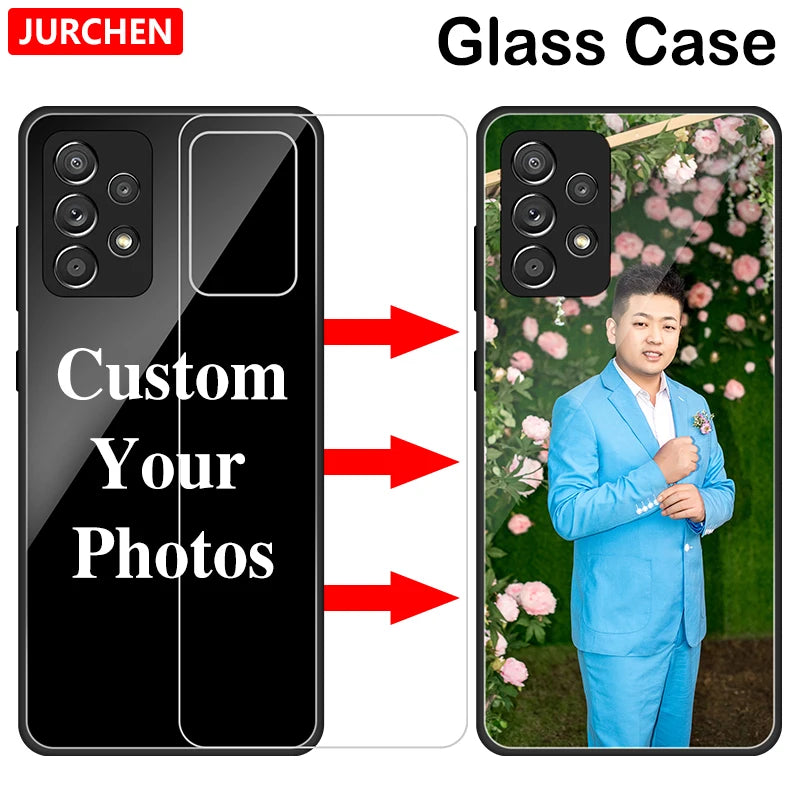 Custom Photo Case For Samsung Galaxy S23 Plus FE A33 A34 A35 A54 A53 A24 A25 M14 M54 M22 A15 A14 A05 A04 A04S A04e A55 F54 Glass