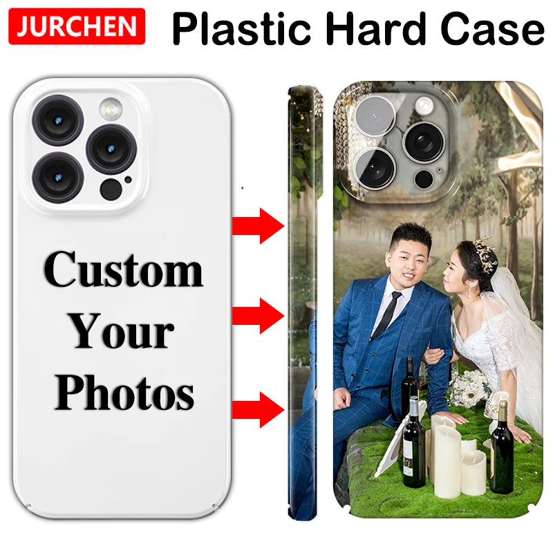 Custom Photo Plastic Cases For iPhone 16 13 15 11 13 12 Plus Mini XS 15Pro Pro Max SE 2020 2022 Images Hard Cover Side Printing