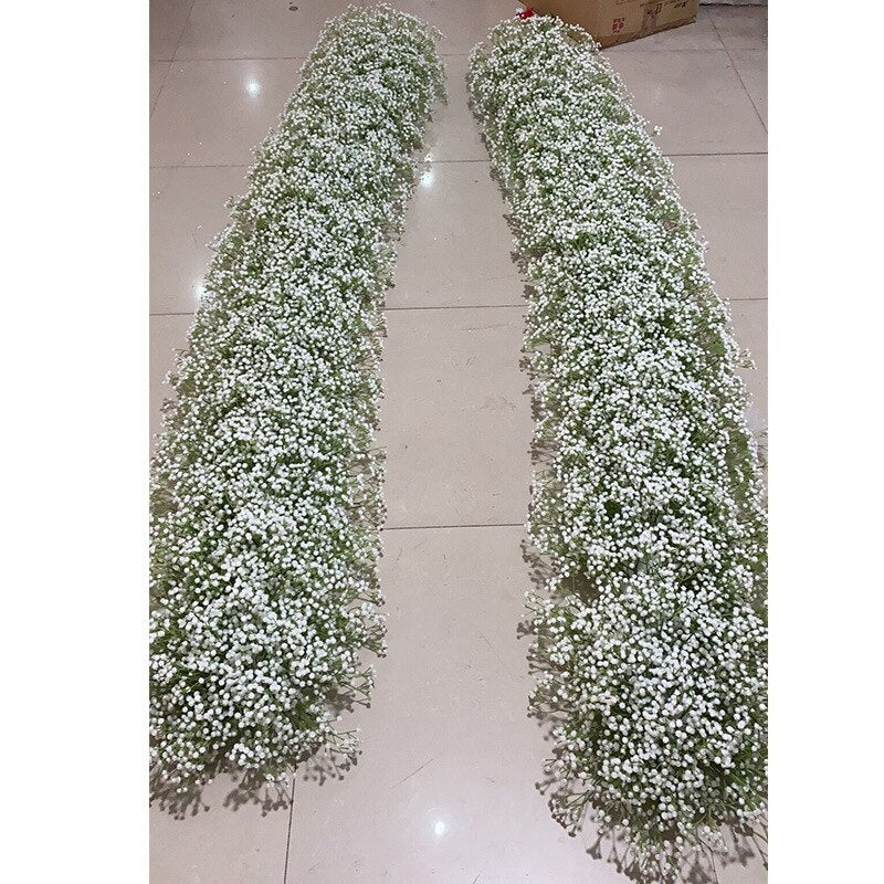 2M White Babysbreath Rose Peony Wedding Dining Table Runner Floral Arrangement Celebration Event Party Arch Decor Flower Row #1024