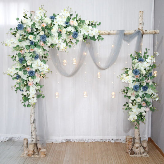 Custom Artificial Triangle Flower Row Hanging Corner Flower Set Wedding Arch Layout Backgdrop Wall Decor Outdoor Party Display #1052