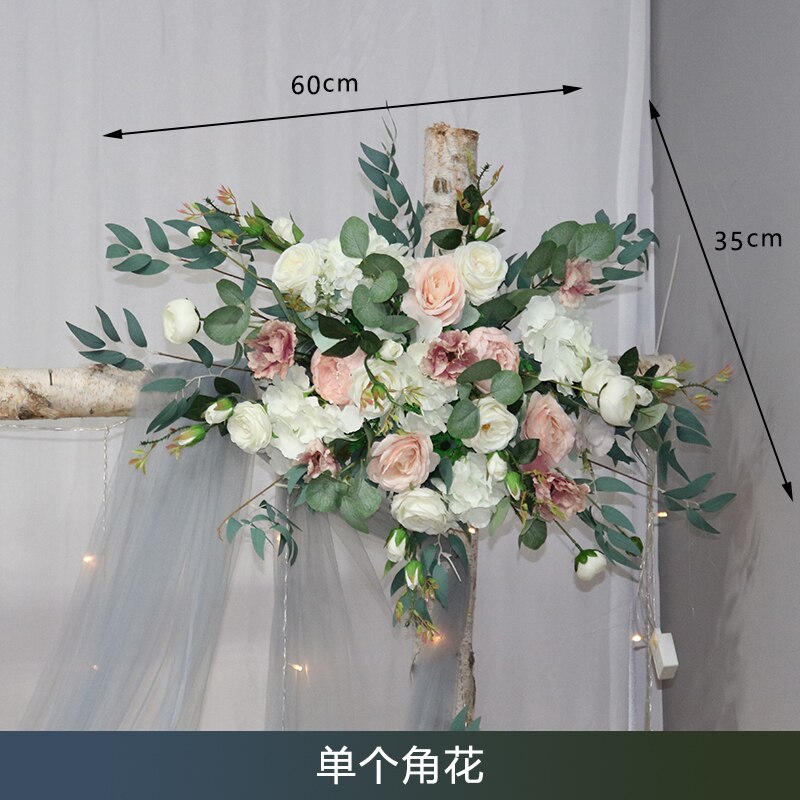 Custom Artificial Triangle Flower Row Hanging Corner Flower Set Wedding Arch Layout Backgdrop Wall Decor Outdoor Party Display #1052