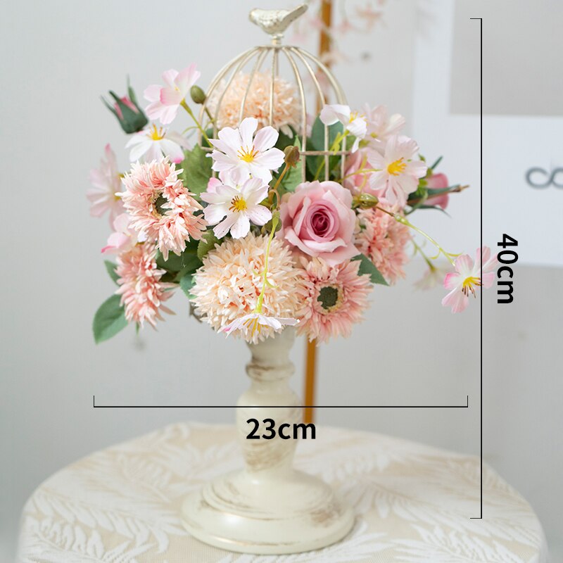 Custom Pink Flower Arrangement Artificial Flower Row Wall Hanging Corner Flower Wedding Arch Background Decor Welcome Sign Props #1053