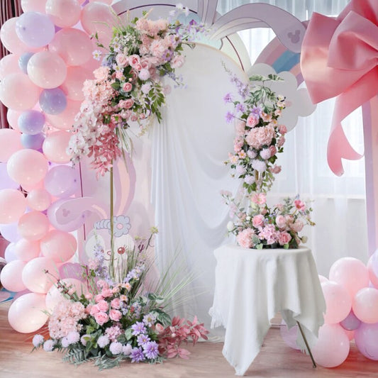 Pink Series Wedding Event Floral Ball Arrangement Wall Arch Hang Flower Row Party Centerpiece Decor Stage Road Lead Floor Flower #1089