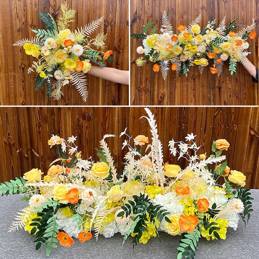 Wedding Flower Arrangement Stage Road Lead Rose Flower Row Mariage Scene Deco Corner Flower Party Event Backdrop Wall Floral Art #1115