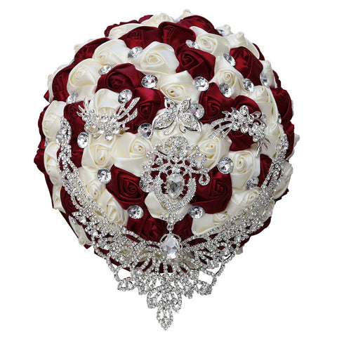 21cm Handmade Bridal Wedding Bouquet Bridal Bouquet Wedding Holding Flowers Diamond W2029