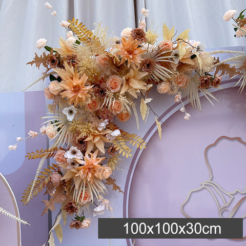 New Wedding Big Style Caramel Color Floor Arrangement with Simulated Silk Flower Decoration Eucalyptus Flower Arrangement Coffee Roadside Introduction Wedding Fireworks #1078