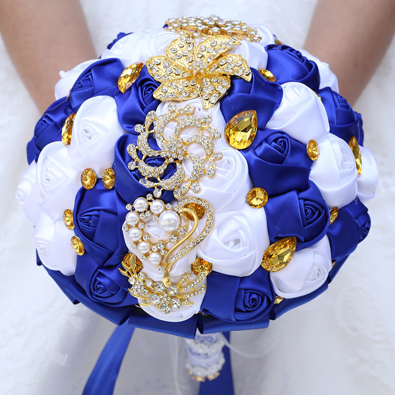 21cm Handmade Wedding Bridal Bouquet Multiple Colour Bridesmaid Satin Rose Flower W2035