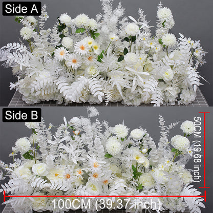 Red Wedding Backdrop Decor Rose Flower Row Artificial Oncidium Eucalyptus Road Lead Floor Floral Party Arch Decor Corner Flower #1134