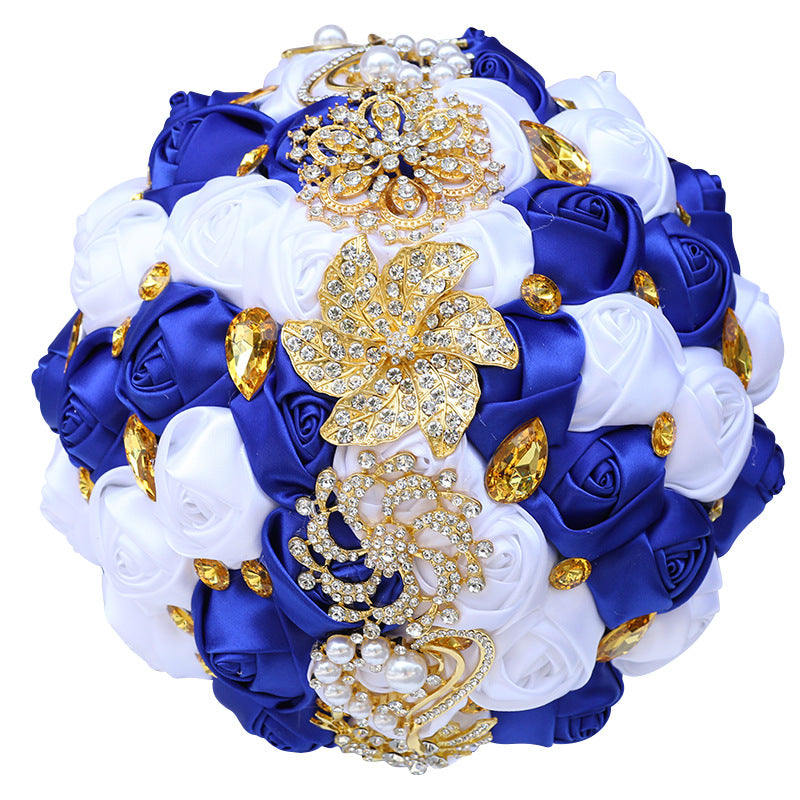 21cm Handmade Wedding Bridal Bouquet Multiple Colour Bridesmaid Satin Rose Flower W2035