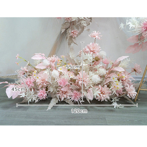 New triangle pink arch simulation suit floral wedding fake flowers road flower props shooting auditorium background. #1076