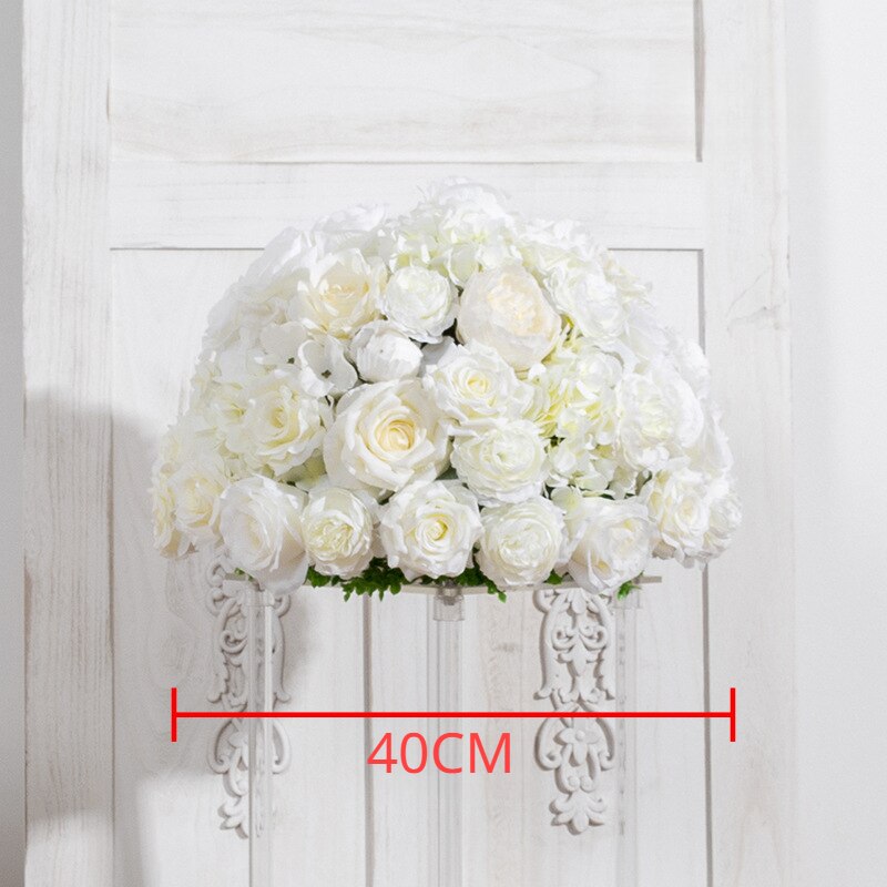 40/50/cm White Rose Hydrangea Artificial Flower Ball Wedding Table Floral Centerpieces Decor Road Leads Flowers Party Props #1015