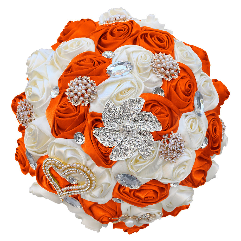 21cm Handmade Artificial Flower Sparkling Rhinestone Bridal Wedding Bouquet Round Wedding Bridesmaid Bouquets W2033