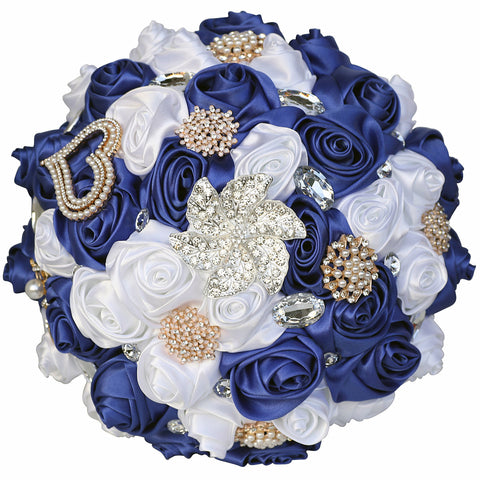 21cm Handmade Artificial Flower Sparkling Rhinestone Bridal Wedding Bouquet Round Wedding Bridesmaid Bouquets W2033