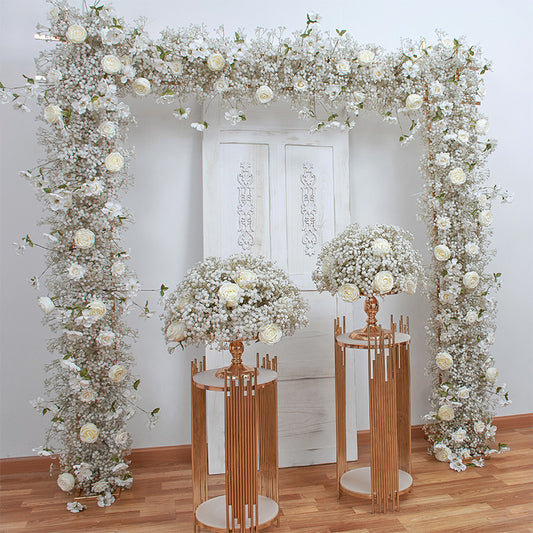 Artificial Baby Breath Rose Flower Row Wedding Backdrop Arch Arrangement Event Table Centerpieces Ball Party Floor Floral Runner #1033