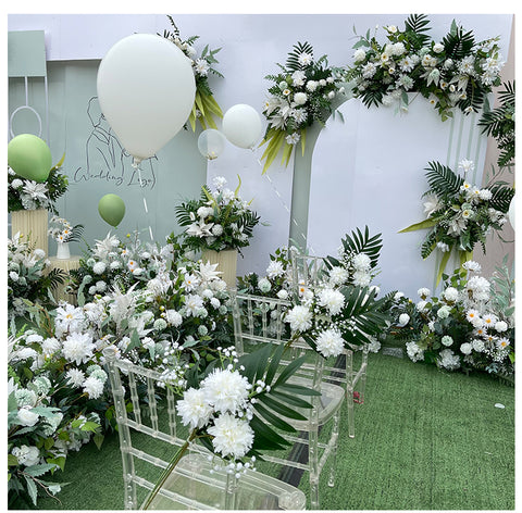 Customized New Wedding Forest Line Flowers Imitation Silk Flowers Green Plant Decoration Eucalyptus Flower Row Catwalk Lead Wedding Floral Arrangement #1059