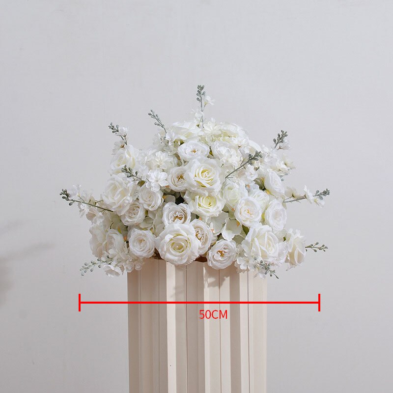 50/60/70cm White Rose Hydrangea Hyacinth Wedding Table Centerpieces Ball Event Party Stage Road Guide Decor Props Window Display #1005