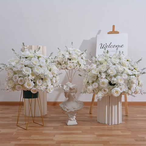 50/60/70cm White Rose Hydrangea Hyacinth Wedding Table Centerpieces Ball Event Party Stage Road Guide Decor Props Window Display #1005