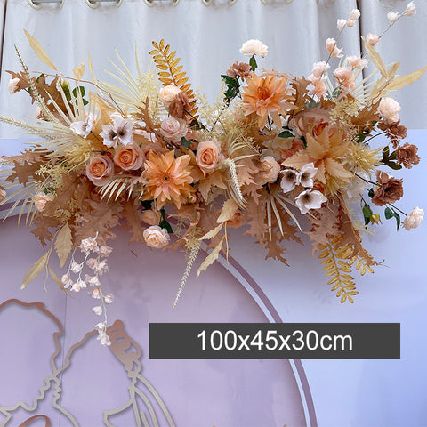 New Wedding Big Style Caramel Color Floor Arrangement with Simulated Silk Flower Decoration Eucalyptus Flower Arrangement Coffee Roadside Introduction Wedding Fireworks #1078