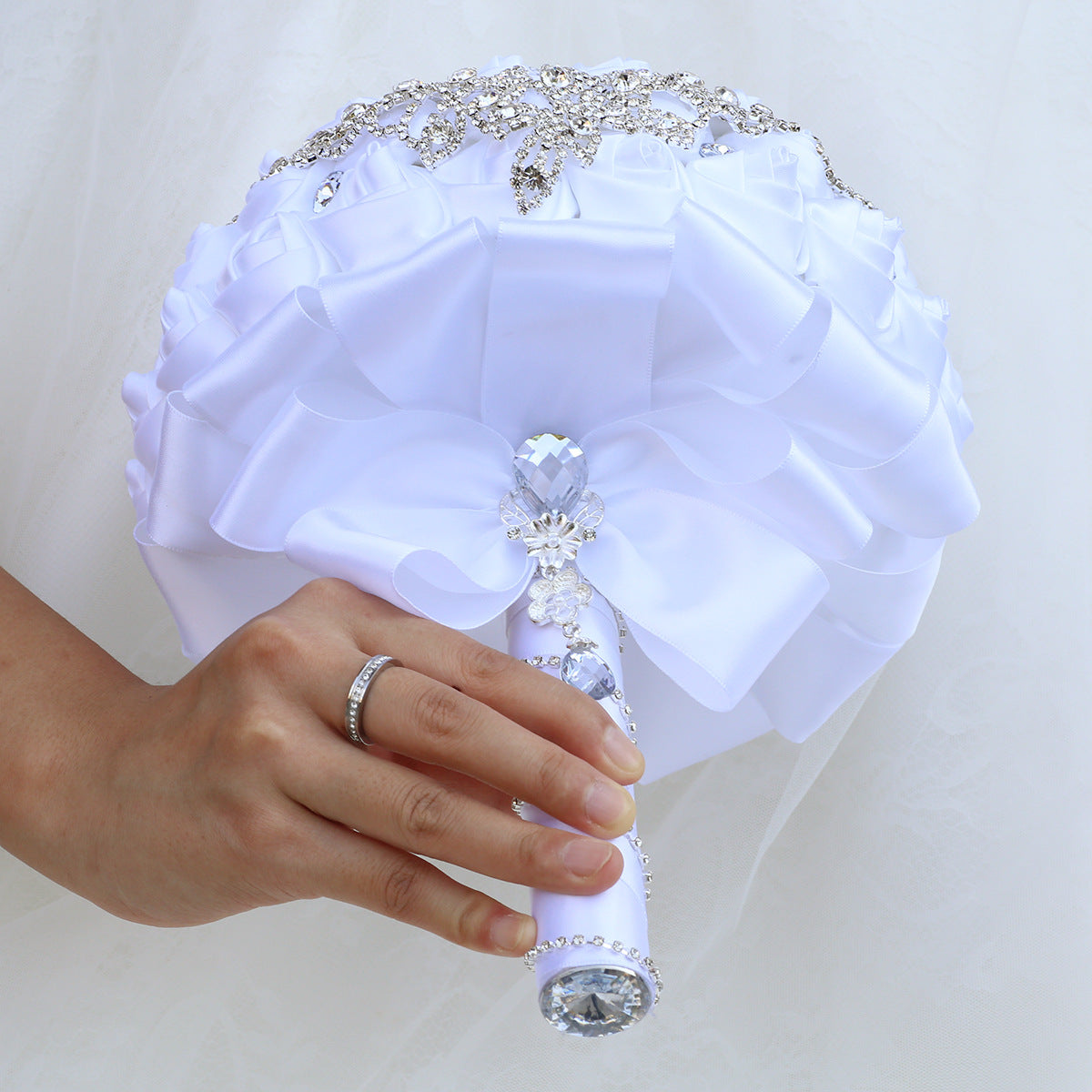 21cm Handmade Bridal Wedding Bouquet Bridal Bouquet Wedding Holding Flowers Diamond W2029