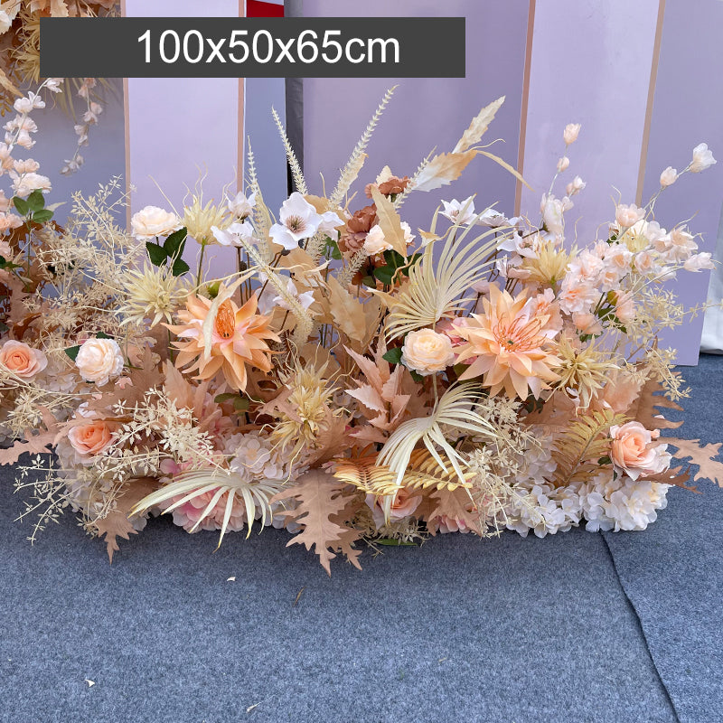 New Wedding Big Style Caramel Color Floor Arrangement with Simulated Silk Flower Decoration Eucalyptus Flower Arrangement Coffee Roadside Introduction Wedding Fireworks #1078