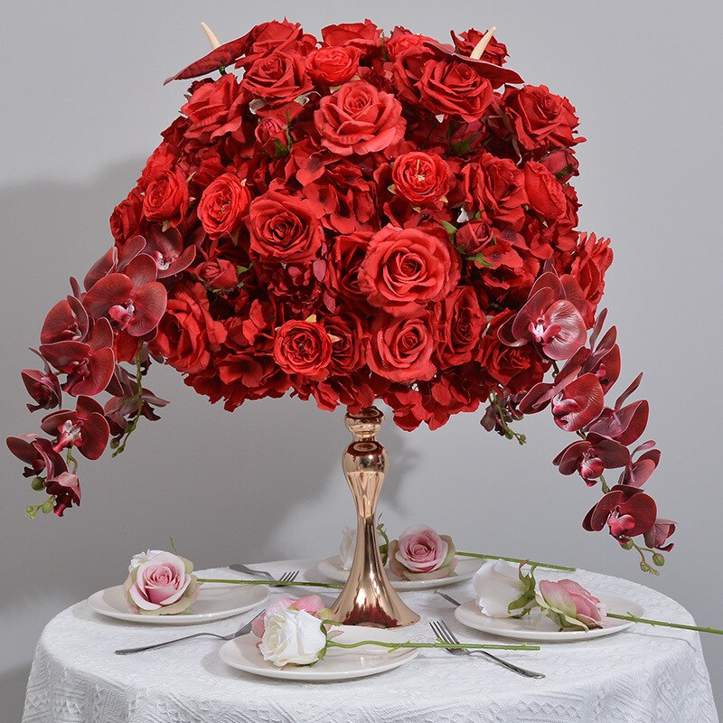 60cm Rose Orchid Hydrangea Table Centerpiece Flower Ball Arrangement Wedding Banquet Table Bouquet Party Props Window Display #1009