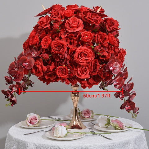 60cm Rose Orchid Hydrangea Table Centerpiece Flower Ball Arrangement Wedding Banquet Table Bouquet Party Props Window Display #1009