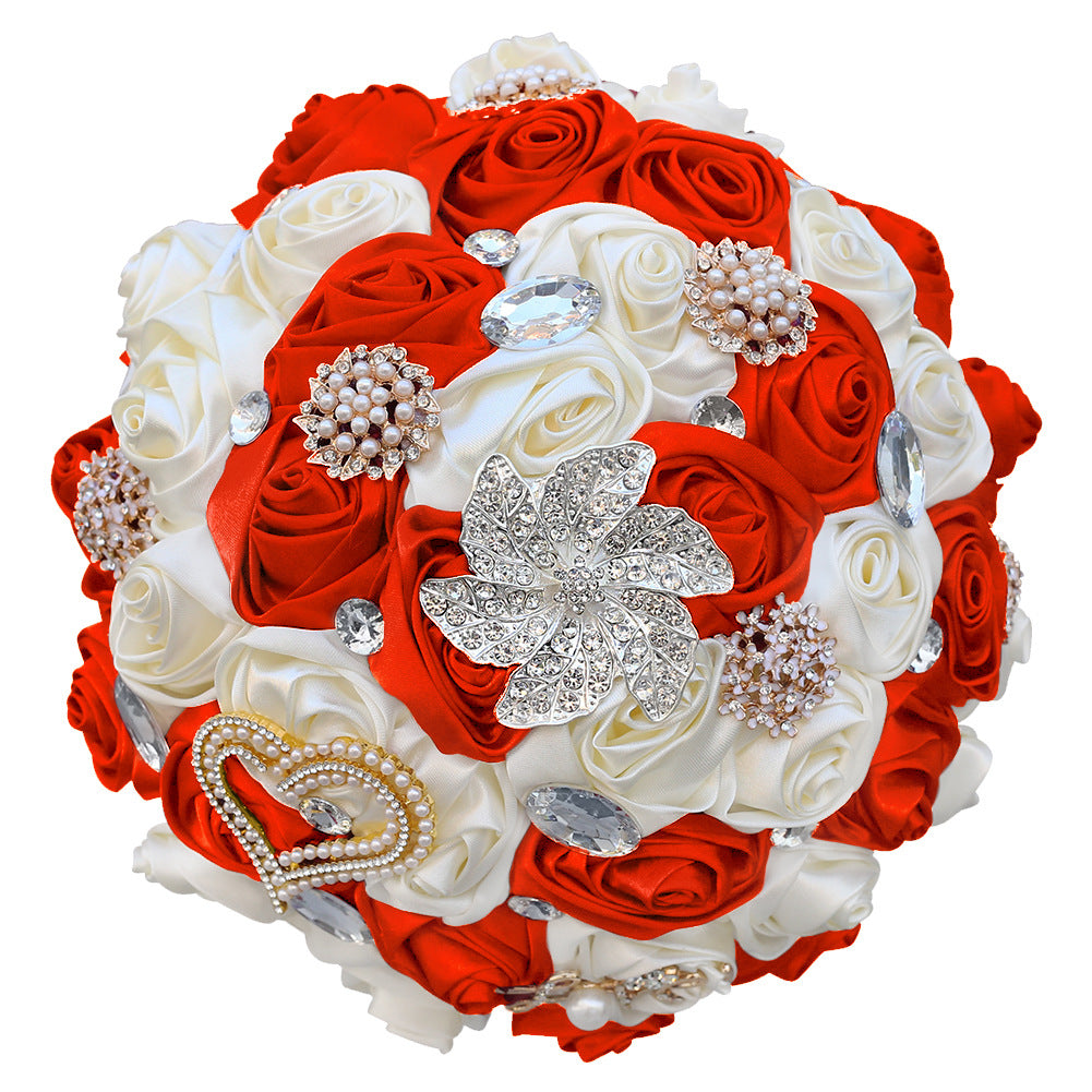 21cm Handmade Artificial Flower Sparkling Rhinestone Bridal Wedding Bouquet Round Wedding Bridesmaid Bouquets W2033