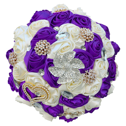 21cm Handmade Artificial Flower Sparkling Rhinestone Bridal Wedding Bouquet Round Wedding Bridesmaid Bouquets W2033