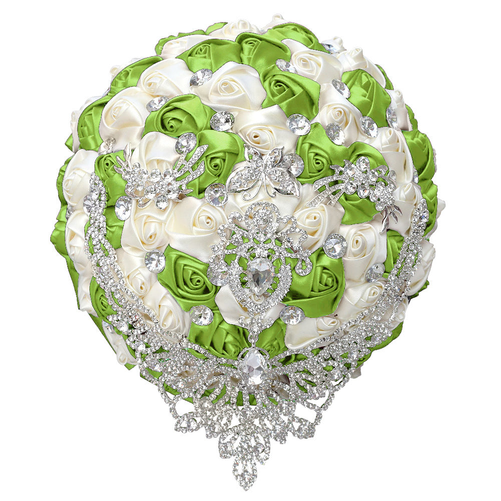 21cm Handmade Bridal Wedding Bouquet Bridal Bouquet Wedding Holding Flowers Diamond W2029