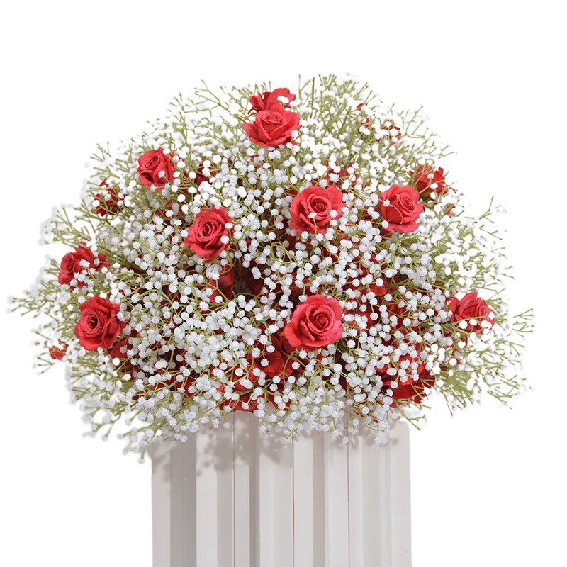 60cm White Babysbreath Rose Table Centerpieces Floral Ball Wedding Table Decoration Flower Arrangement Birthday Party Prop #1013