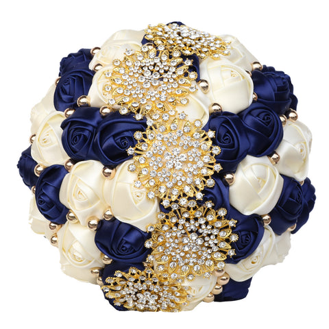 21cm Bridal Bouquet for Brides or Bridesmaids Handmade Rhinestone Brooch Stunning Tassel Wedding Bridal Bouquets W2036