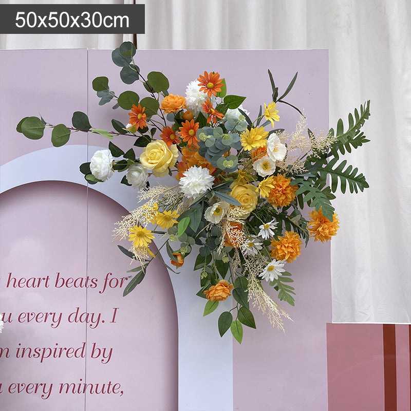 New Wedding Luxury Floor Arrangement, Champagne Rose Imitation Silk Flower Decoration, Eucalyptus T-stage Wedding Roadmap #1079