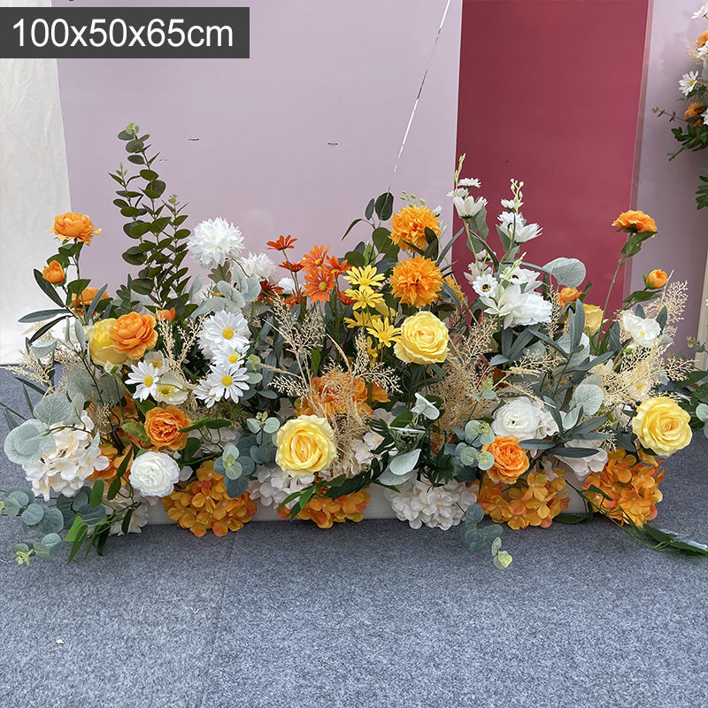 New Wedding Luxury Floor Arrangement, Champagne Rose Imitation Silk Flower Decoration, Eucalyptus T-stage Wedding Roadmap #1079