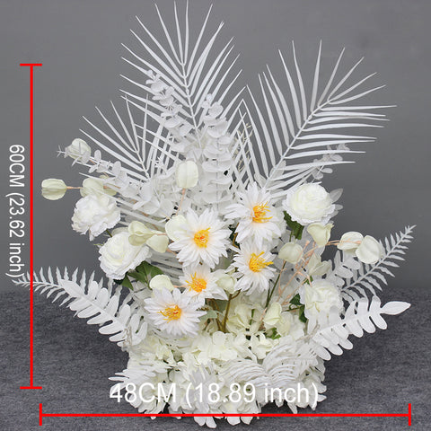 Red Wedding Backdrop Decor Rose Flower Row Artificial Oncidium Eucalyptus Road Lead Floor Floral Party Arch Decor Corner Flower #1134