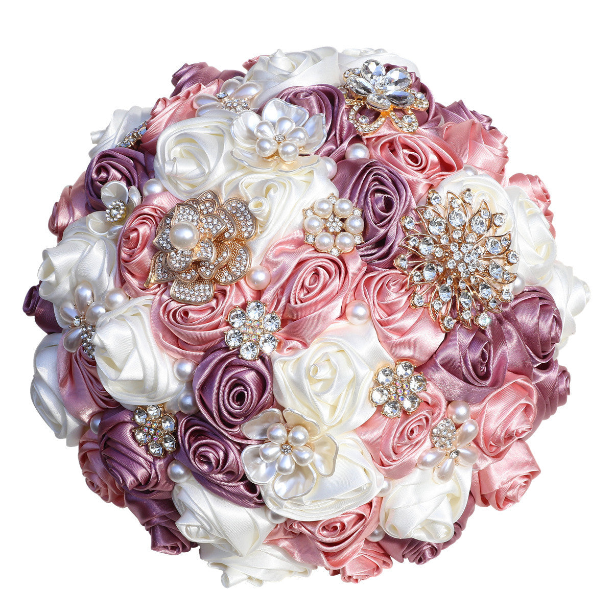 22cm Wedding Bouquet Bride Bridal Brooch Bouquets Bridesmaid Bouquet Diamond Pearl Ribbon Valentine's Day Confession Party W2038