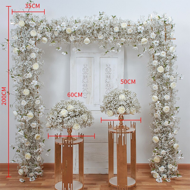 Artificial Baby Breath Rose Flower Row Wedding Backdrop Arch Arrangement Event Table Centerpieces Ball Party Floor Floral Runner #1033