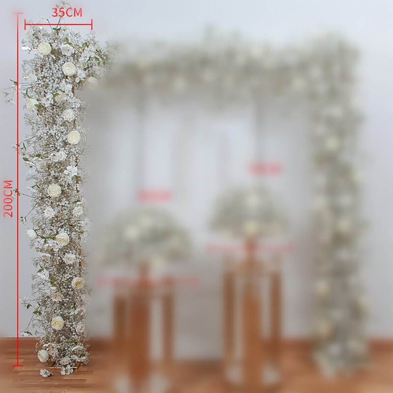 Artificial Baby Breath Rose Flower Row Wedding Backdrop Arch Arrangement Event Table Centerpieces Ball Party Floor Floral Runner #1033