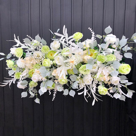 結婚式のテーブルセンターピースフラワーボールパーティーアーチ装飾背景造花白バラ牡丹フラワーアレンジメント
