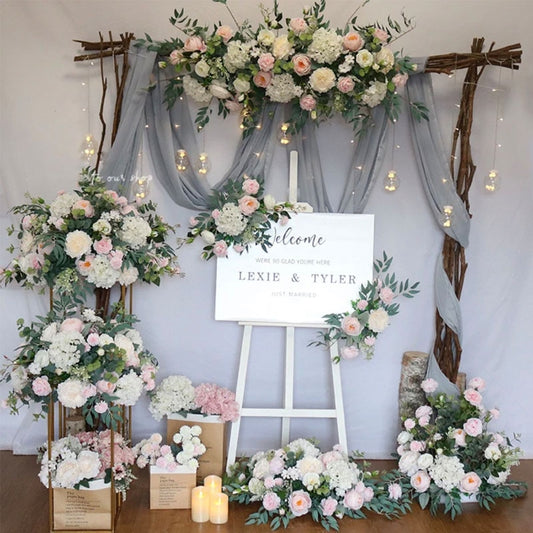 Artificial Flower Row Arrangement Table Floral Ball Wedding Backdrop Props Welcome Sign Decor Corner Flowers Party Stage Display #1036