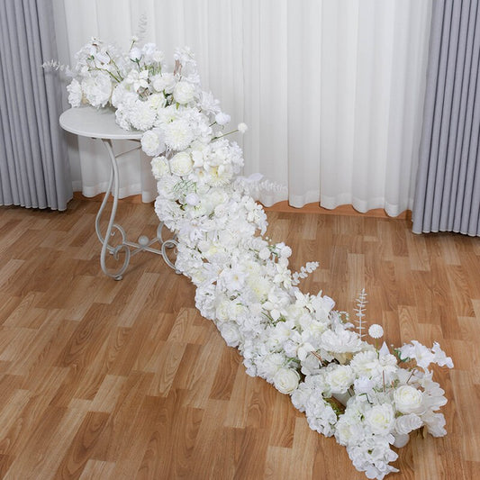 造花ローズストリップテーブルランナーフラワー行アレンジメント結婚式の背景の壁の装飾フラワーストリングパーティーステージウィンドウディスプレイ