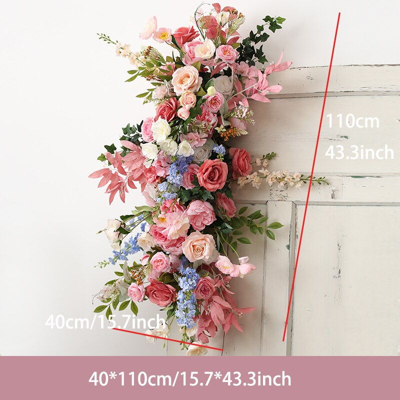 Artificial Wedding Arch Flowers Row Backdrop Arrange Pink Blue Foral Ball Table Centerpieces Decor Event Party Welcome Sign Prop #1040