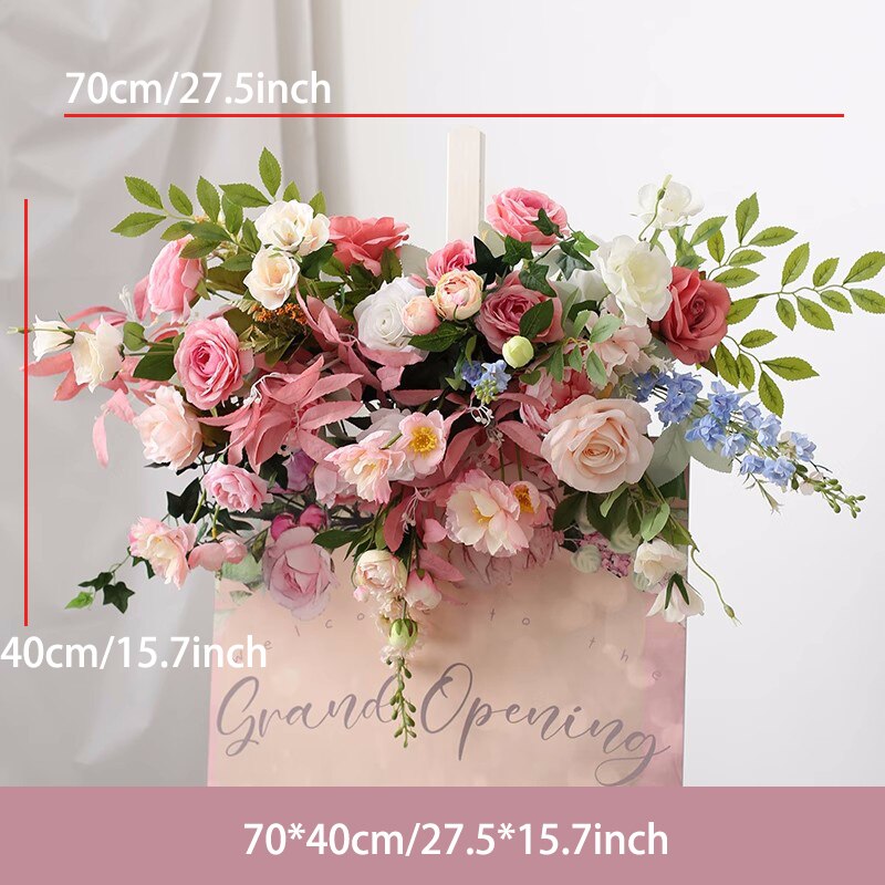 Artificial Wedding Arch Flowers Row Backdrop Arrange Pink Blue Foral Ball Table Centerpieces Decor Event Party Welcome Sign Prop #1040