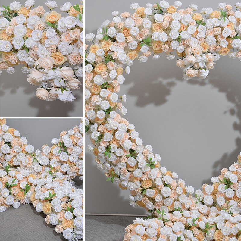 200cm Heart-shaped Frame with White Yellow Flower Wedding Background Decoration Rose Flower Stand Party Props Arch Stage Flower Rack #1011