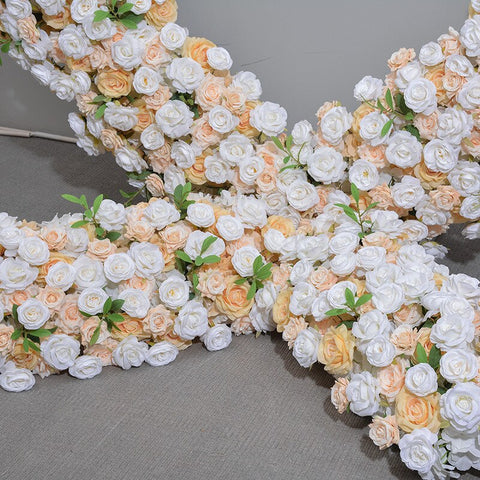 200cm Heart-shaped Frame with White Yellow Flower Wedding Background Decoration Rose Flower Stand Party Props Arch Stage Flower Rack #1011