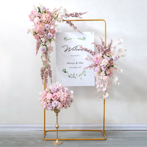 Pink Artificial Silk Flowers Wedding Backdrop Decor Arrange Arch Table Centerpieces Row Flower Party Window Display Photo Props #1084