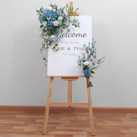 Haze Blue White Wedding Flowers Arch Decor Stage Backdrop Wall Hanging Artificial Floral Row Party Events Road Lead Floor Props #1064