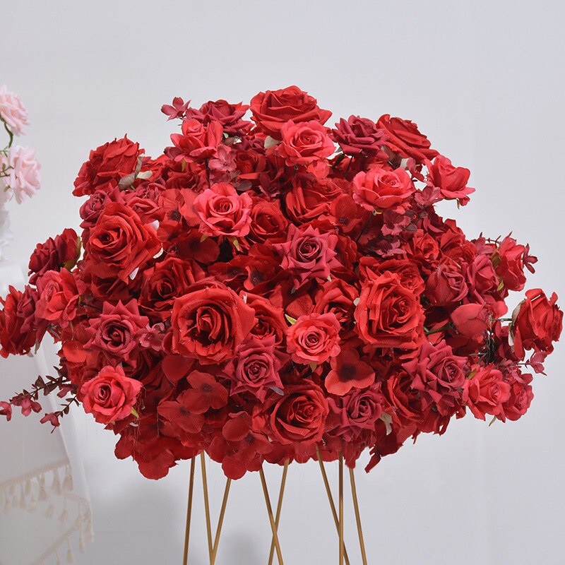 60cm Luxury Red White Pink Rose Table Centerpiece Ball Wedding Table Flower Arrangement Birthday Party Props Window Display #1012