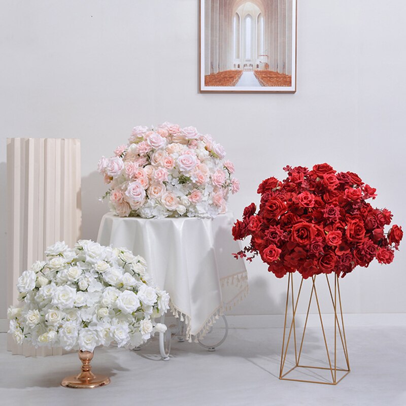 60cm Luxury Red White Pink Rose Table Centerpiece Ball Wedding Table Flower Arrangement Birthday Party Props Window Display #1012