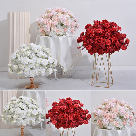 60cm Luxury Red White Pink Rose Table Centerpiece Ball Wedding Table Flower Arrangement Birthday Party Props Window Display #1012